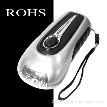 Crank Dynamo LED Flashlights with Mobile Phone Charger